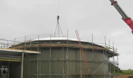 Fibreglass roof in position